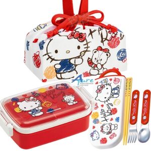 Skater-Sanrio Hello Kitty素描兒童筷子、叉、勺三件套裝盒(日本直送&日本製造)