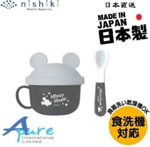 錦化成-迪士尼米奇塑膠造型湯碗+湯匙組(日本直送&日本製造)
