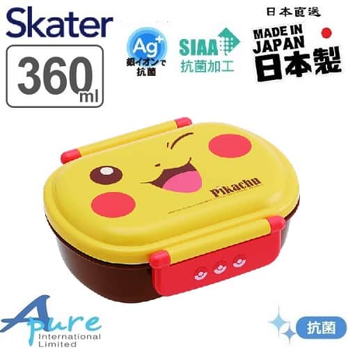 Skater-寵物小精靈比卡超大臉AG+銀離子抗菌兒童便當盒/兒童午餐盒/飯盒360ml(日本直送&日本製造)