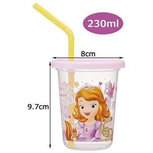Skater-迪士尼小公主蘇菲亞膠杯連膠吸管和蓋/派對杯230ml(1包3個)日本直送&日本製造