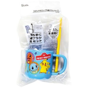 Skater-寵物小精靈/精靈寶可夢/比卡超兒童3-5歲牙刷架漱口杯連牙刷180ml-日本直送