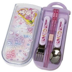 Skater-迪士尼長髮公主兒童AG+抗菌筷子、叉、勺三件餐具套裝(日本直送&日本製造)