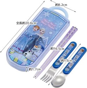 Skater-迪士尼魔雪奇緣兒童AG+抗菌筷子、叉、勺三件餐具套裝(日本直送&日本製造)